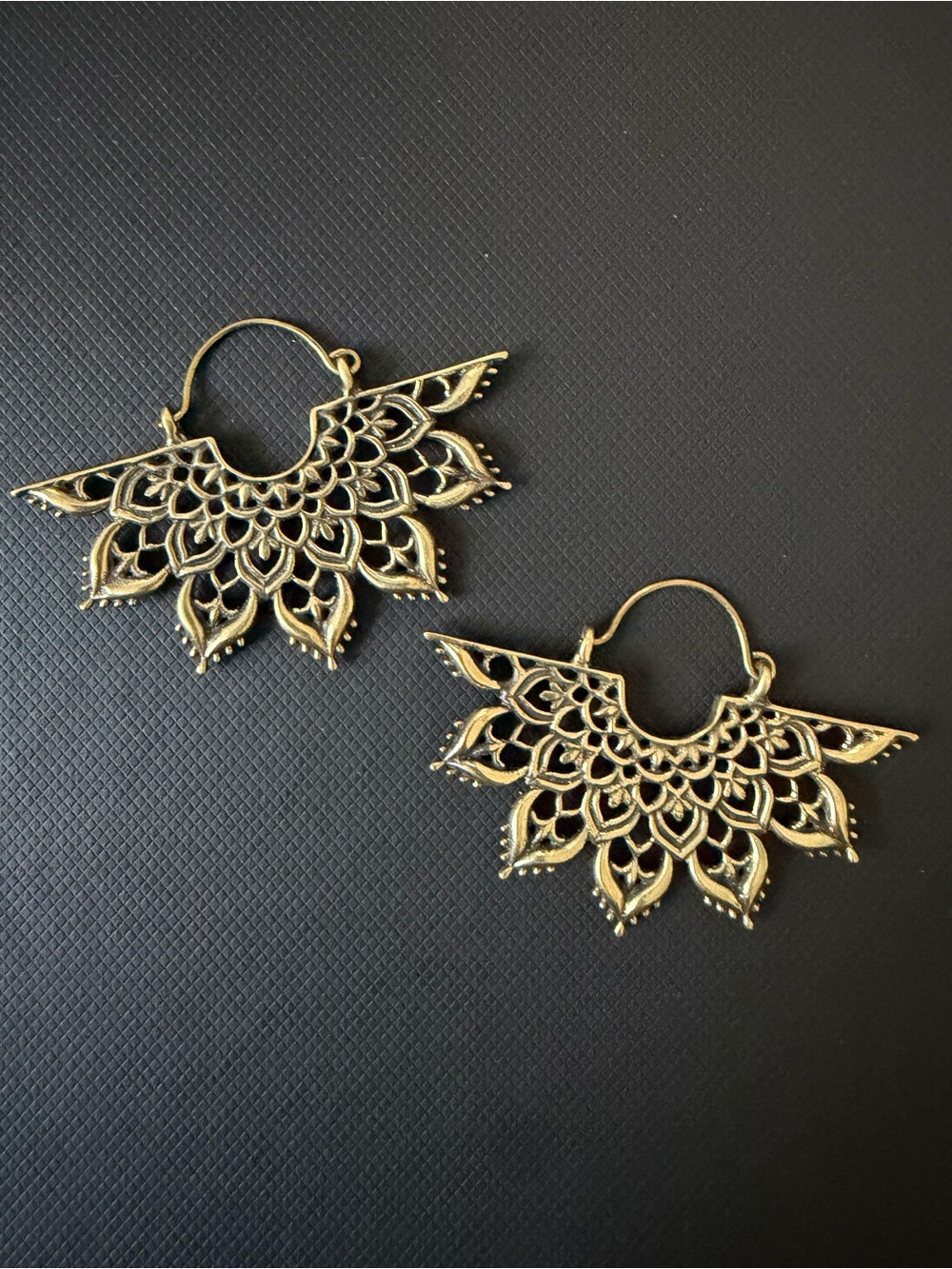 Gold Floral Filigree Hoop Earrings - Women Jewelry